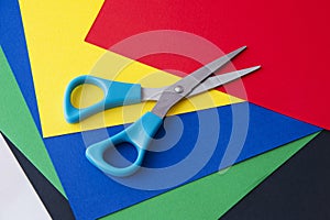 Colored paper and scissors