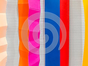 Colored paper strips decorate on board