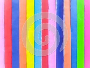 Colored paper strips decorate on board