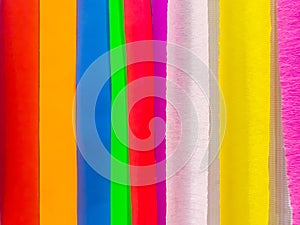 Colored paper strips decorate on board