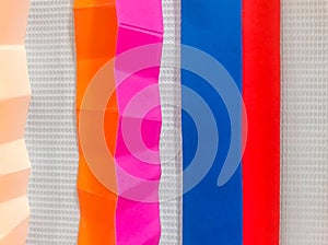 Colored paper strips decorate on board