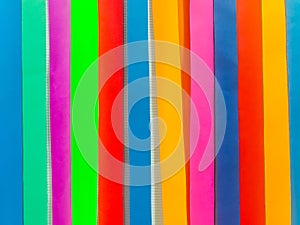 Colored paper strips decorate on board