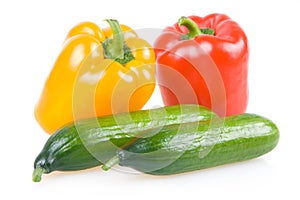 Colored Paprika and Cucumber Vegetables Isolated