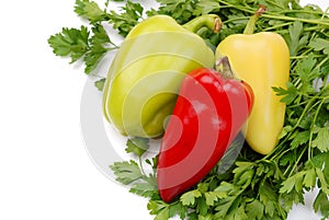 Colored paprika with parsley