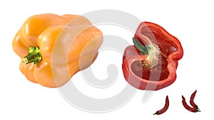 Colored paprika pepper isolated