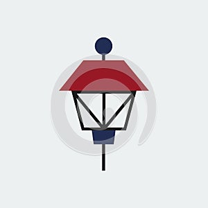 Colored Park Lamp Icon.Flat Design.Vector Illustration