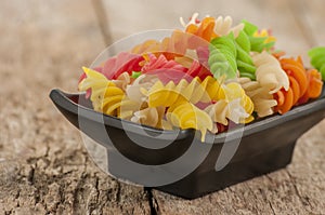 Colored pasta closeup
