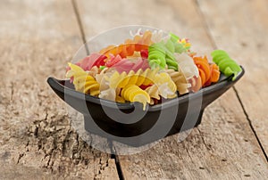 Colored pasta closeup