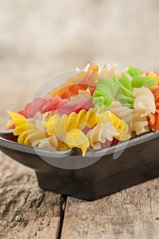 Colored pasta closeup