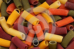 Colored pasta closeup