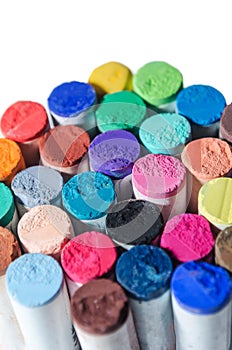 Colored pastel chalks isolated on white background