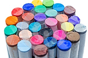 Colored pastel chalks isolated on white background