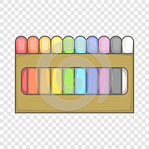 Colored pastel crayon set icon, cartoon style