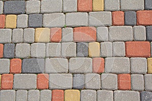 Colored paving slabs close up