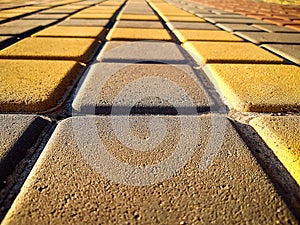 Colored paving slabs close up