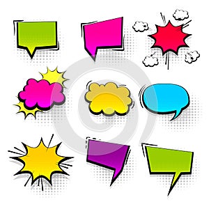 Colored peech bubble for comic text isolated background photo