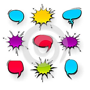 Colored peech bubble for comic text isolated background photo