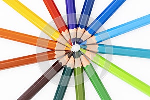 Colored pencil in circle