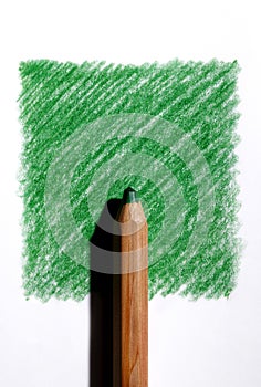 Colored pencil on green