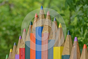 Colored pencil park bench