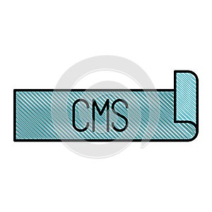 Colored pencil silhouette label text of cms