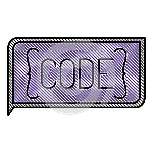 Colored pencil silhouette of rectangle text code