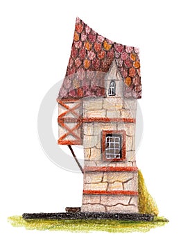 Colored pencils drawing house - `Baker`s house`.