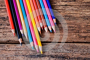 Colored pencils - educational concept for children