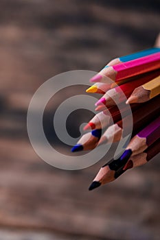 Colored pencils - educational concept for children