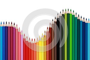 Colored pencils forming a wave