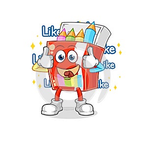 Colored pencils give lots of likes. cartoon vector