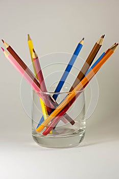 Colored pencils in a glass