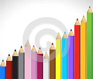 Colored pencils growing business graph