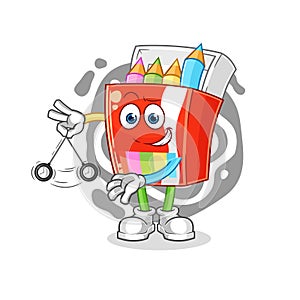 Colored pencils hypnotizing cartoon. cartoon mascot vector