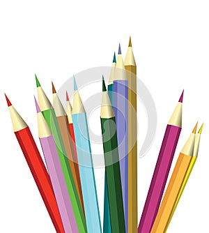 Colored pencils illustration in flat design, vector