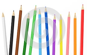 Colored pencils isolated with clipping path on white background, 3d rendering
