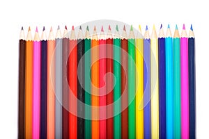 Colored pencils isolated on white background