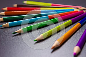 Colored pencils laid out like a fan