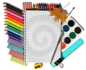 Colored pencils notebook paper