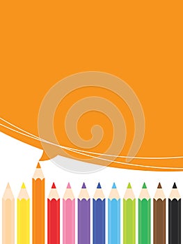 Colored pencils with orange speech bubble for your text