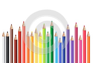 Colored pencils row with wave on lower side