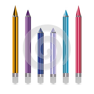 Colored pencils, school accessory, on white background,