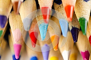 Colored pencils sharpened. Macro. Closeup