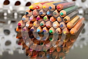 colored pencils staggered