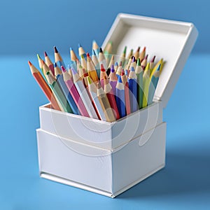 colored pencils on a white box, generative AI