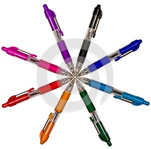 Colored pens in a circle