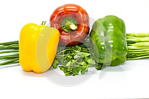 Colored peppers with Fresh vegetables