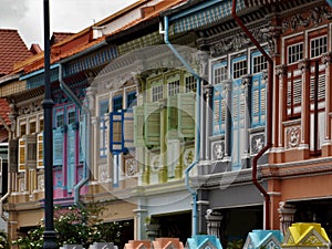 The Colored Peranakan Houses in Singapore on Koon Seng Road