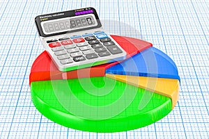Colored pie chart with calculator, 3D