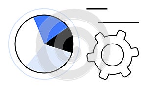 Pie Chart and Gear Representing Data Analysis and Process Optimization